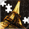 Jigsaws Paris - The jigsaw game including Eiffel Tower at night with lazors and the Arc de Triomphe
